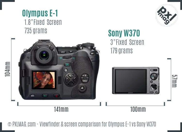 Olympus E-1 vs Sony W370 Screen and Viewfinder comparison