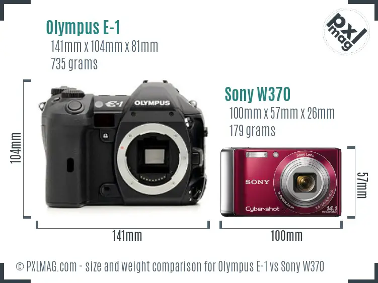 Olympus E-1 vs Sony W370 size comparison