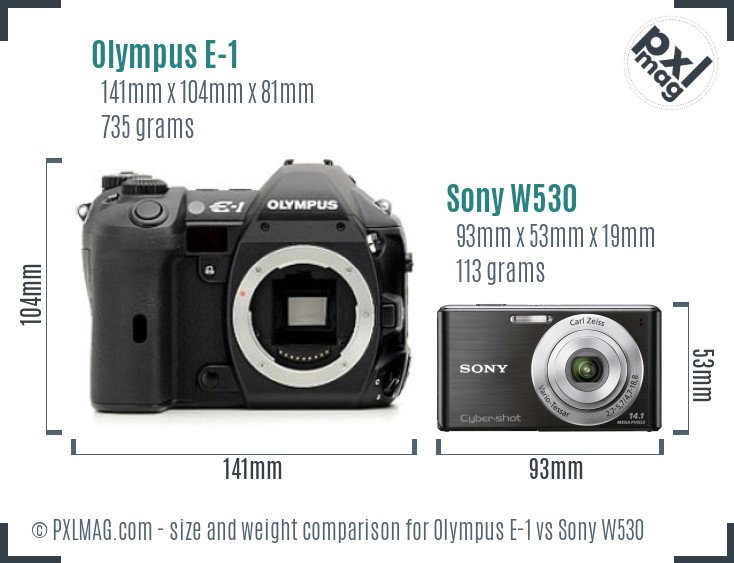 Olympus E-1 vs Sony W530 size comparison Olympus E-1 vs Sony W530 size comparison