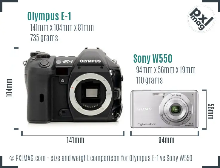 Olympus E-1 vs Sony W550 size comparison Olympus E-1 vs Sony W550 size comparison