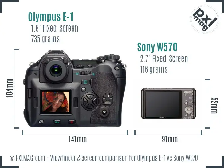 Olympus E-1 vs Sony W570 Screen and Viewfinder comparison