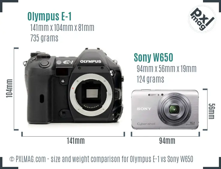 Olympus E-1 vs Sony W650 size comparison Olympus E-1 vs Sony W650 size comparison