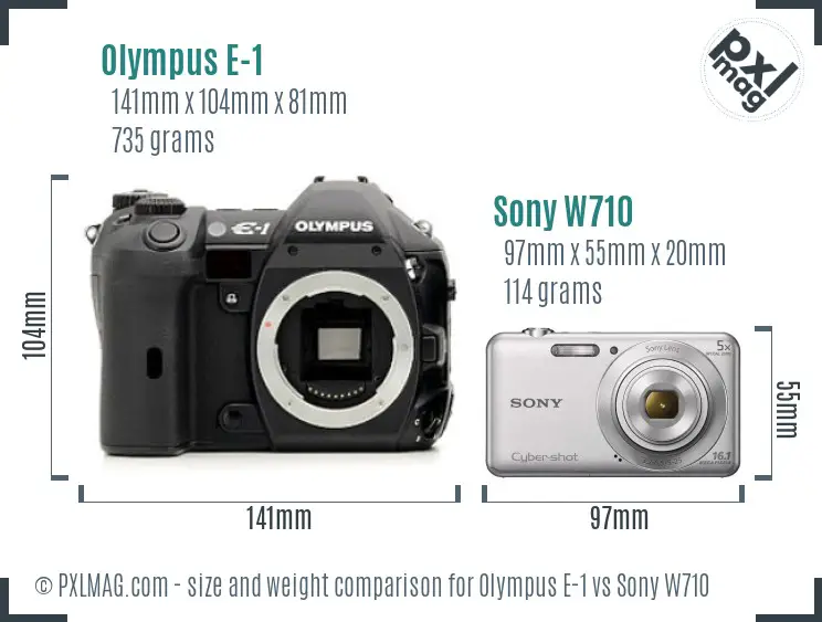 Olympus E-1 vs Sony W710 size comparison Olympus E-1 vs Sony W710 size comparison