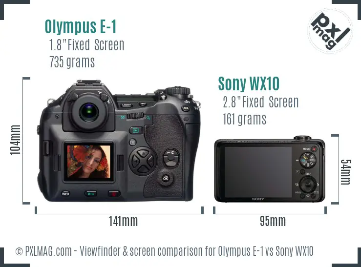 Olympus E-1 vs Sony WX10 Screen and Viewfinder comparison