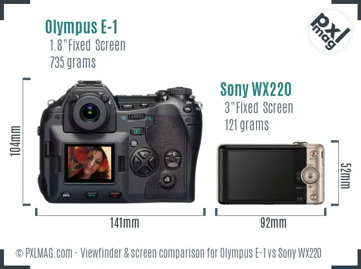 Olympus E-1 vs Sony WX220 Screen and Viewfinder comparison Olympus E-1 vs Sony WX220 Screen and Viewfinder comparison