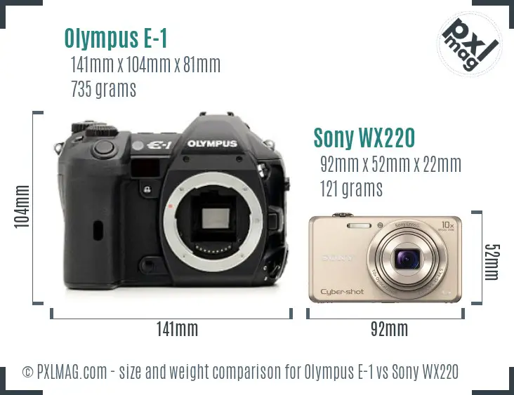 Olympus E-1 vs Sony WX220 size comparison Olympus E-1 vs Sony WX220 size comparison