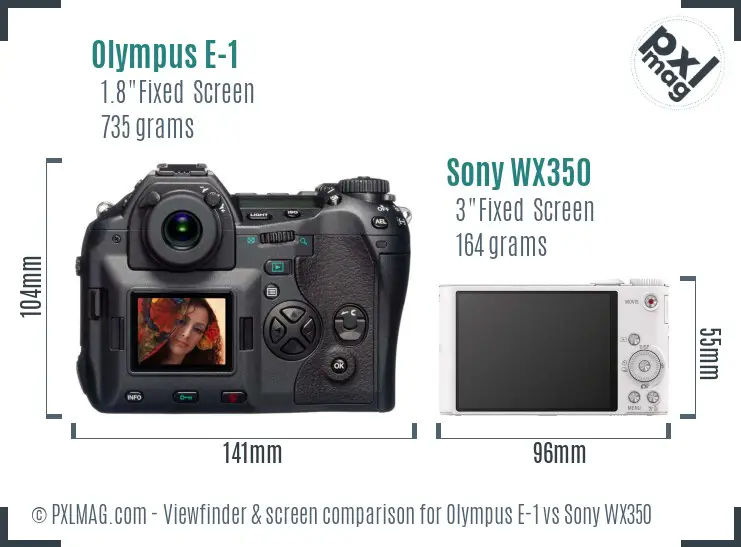 Olympus E-1 vs Sony WX350 Screen and Viewfinder comparison