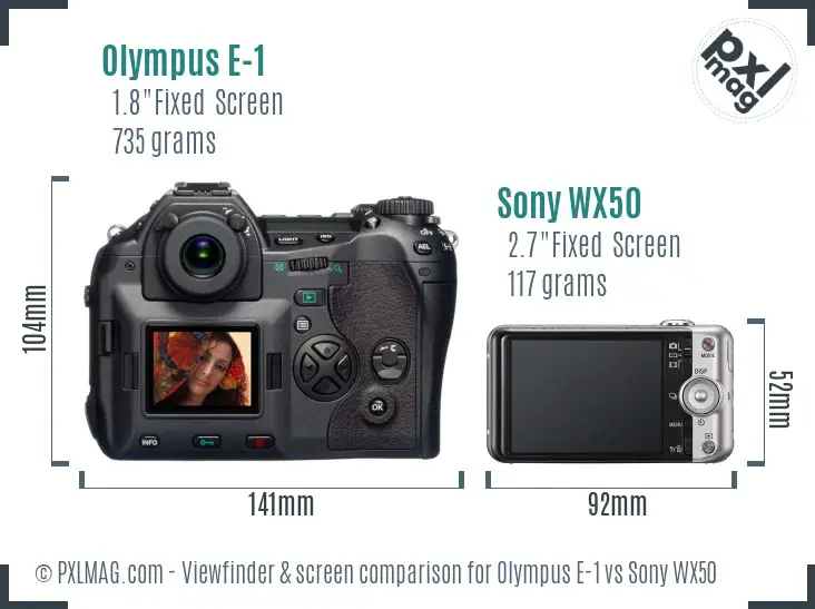 Olympus E-1 vs Sony WX50 Screen and Viewfinder comparison