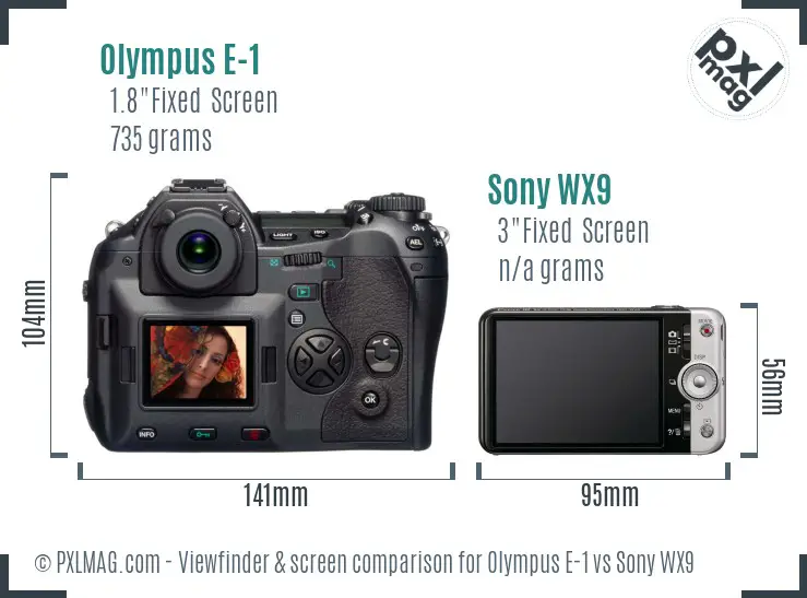 Olympus E-1 vs Sony WX9 Screen and Viewfinder comparison