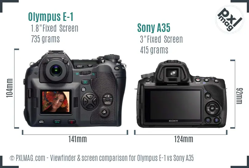 Olympus E-1 vs Sony A35 Screen and Viewfinder comparison