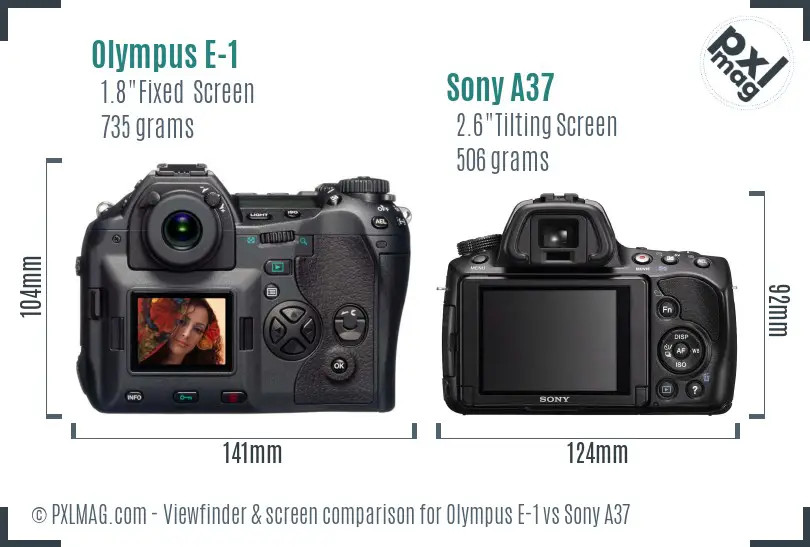 Olympus E-1 vs Sony A37 Screen and Viewfinder comparison