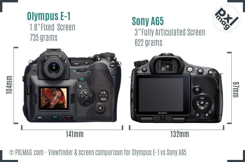 Olympus E-1 vs Sony A65 Screen and Viewfinder comparison