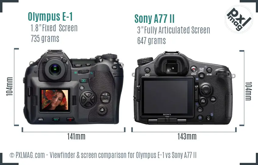 Olympus E-1 vs Sony A77 II Screen and Viewfinder comparison