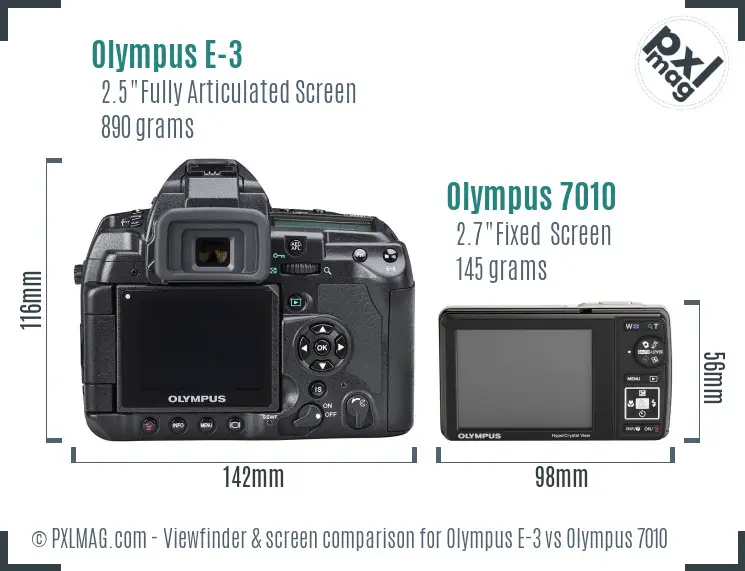 Olympus E-3 vs Olympus 7010 Screen and Viewfinder comparison