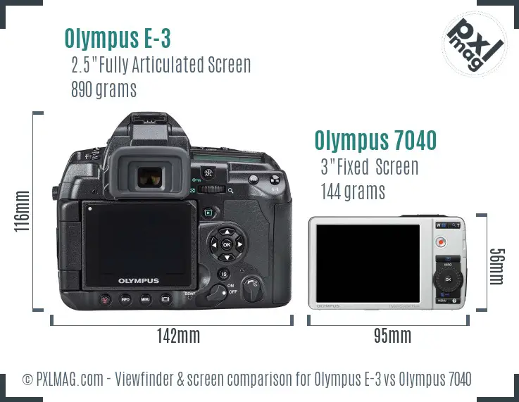 Olympus E-3 vs Olympus 7040 Screen and Viewfinder comparison