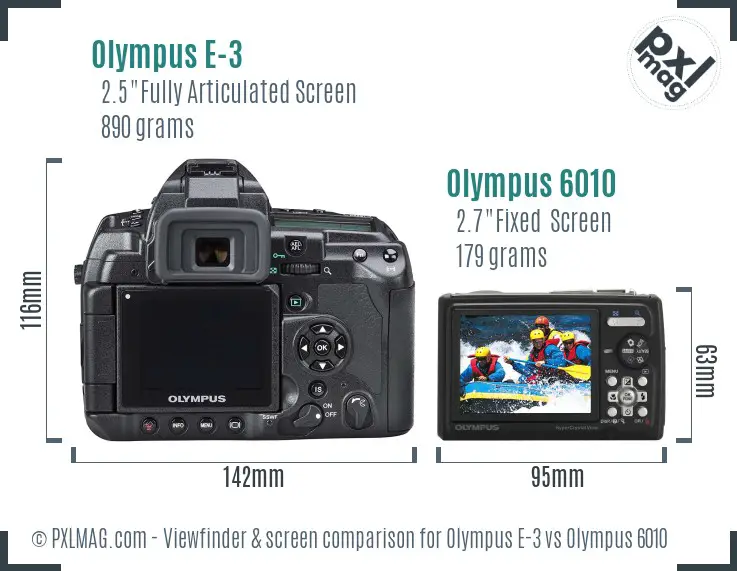 Olympus E-3 vs Olympus 6010 Screen and Viewfinder comparison