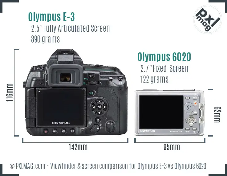 Olympus E-3 vs Olympus 6020 Screen and Viewfinder comparison