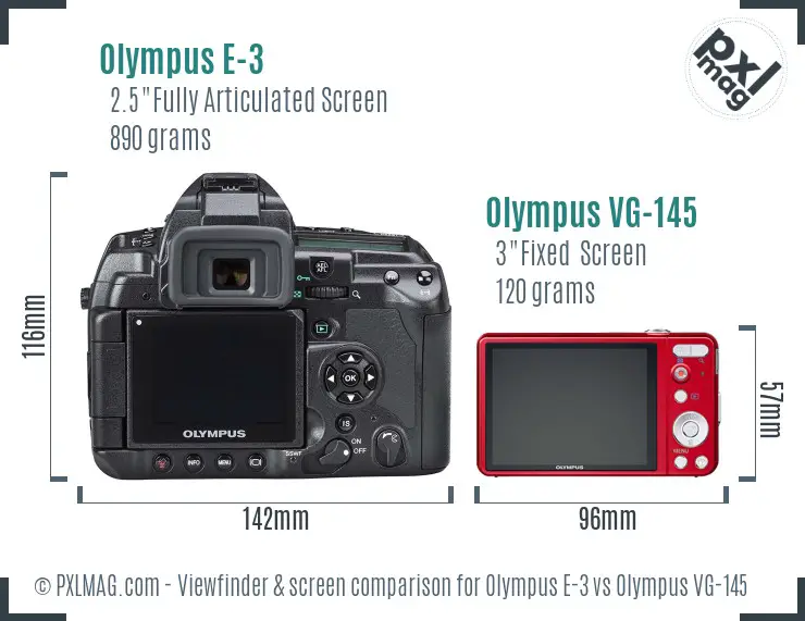 Olympus E-3 vs Olympus VG-145 Screen and Viewfinder comparison