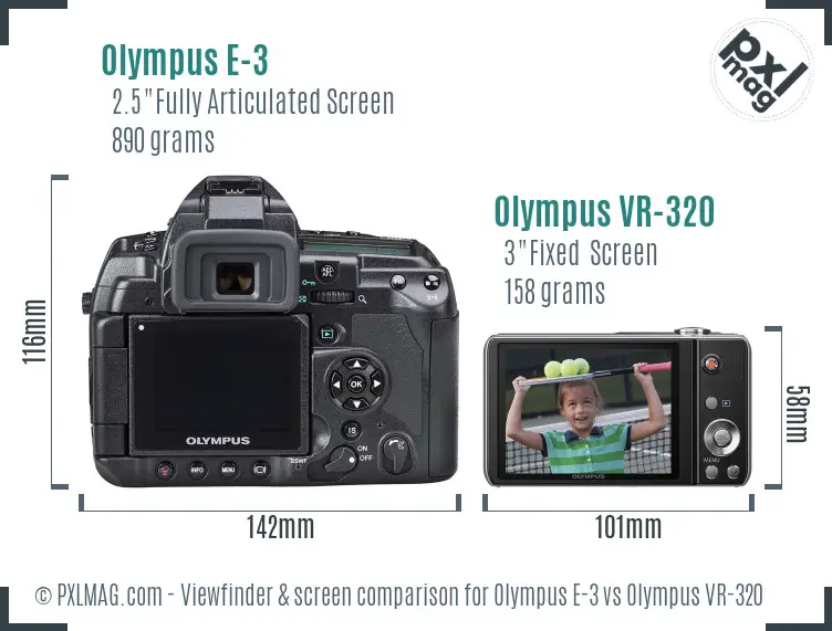 Olympus E-3 vs Olympus VR-320 Screen and Viewfinder comparison