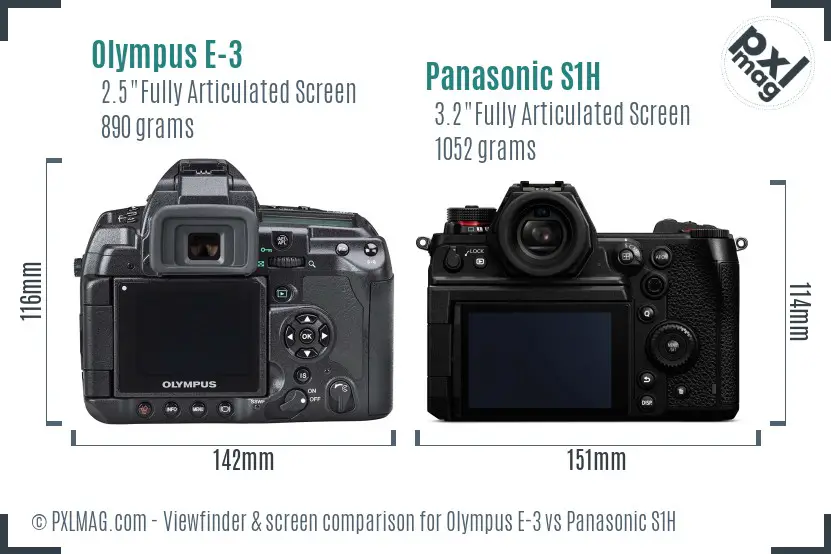 Olympus E-3 vs Panasonic S1H Screen and Viewfinder comparison