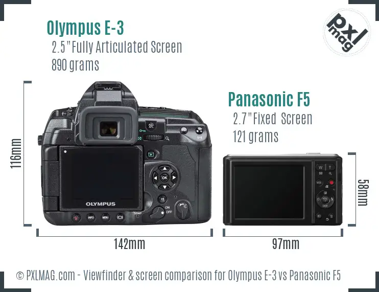 Olympus E-3 vs Panasonic F5 Screen and Viewfinder comparison