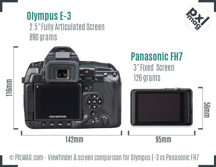 Olympus E-3 vs Panasonic FH7 Screen and Viewfinder comparison