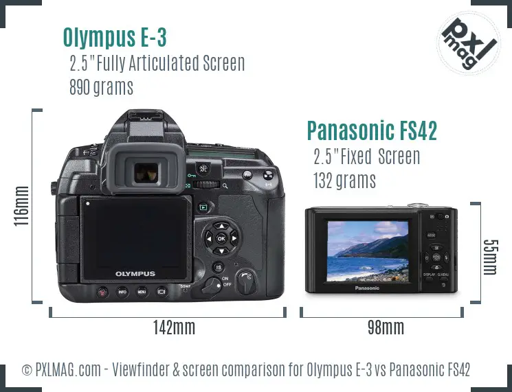 Olympus E-3 vs Panasonic FS42 Screen and Viewfinder comparison