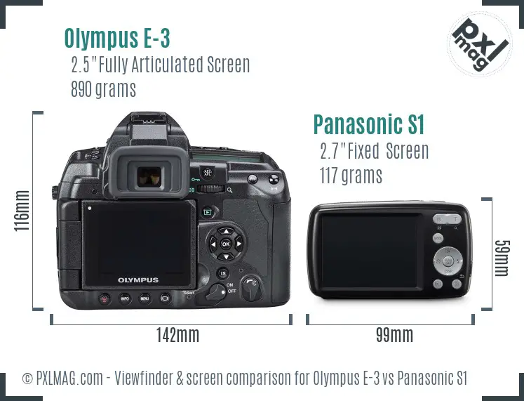 Olympus E-3 vs Panasonic S1 Screen and Viewfinder comparison