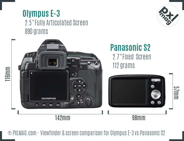 Olympus E-3 vs Panasonic S2 Screen and Viewfinder comparison