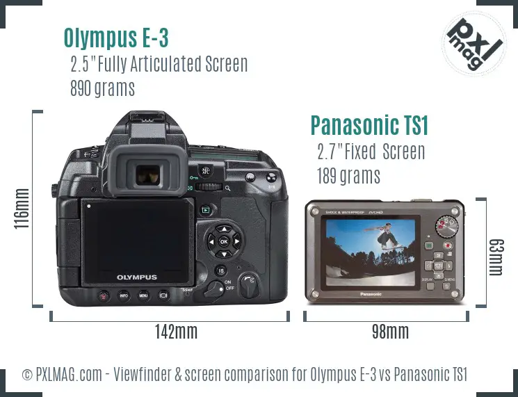 Olympus E-3 vs Panasonic TS1 Screen and Viewfinder comparison