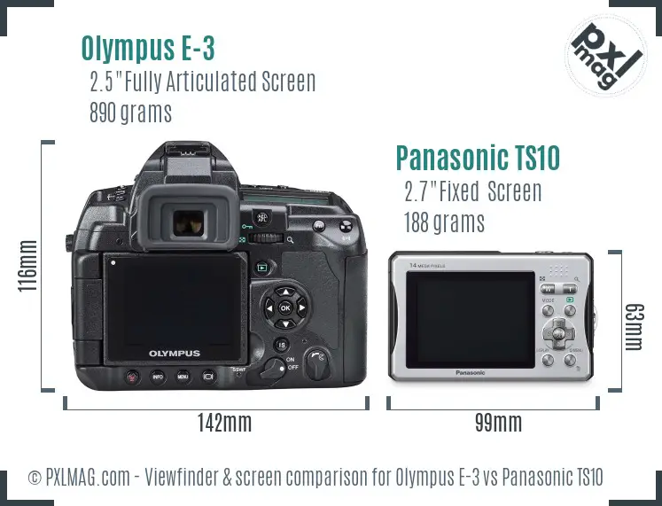 Olympus E-3 vs Panasonic TS10 Screen and Viewfinder comparison