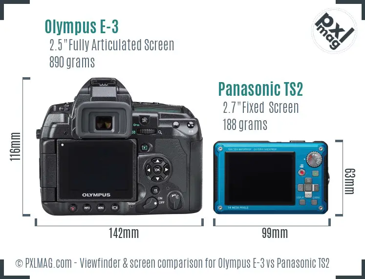 Olympus E-3 vs Panasonic TS2 Screen and Viewfinder comparison