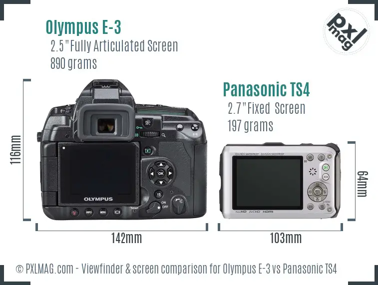 Olympus E-3 vs Panasonic TS4 Screen and Viewfinder comparison