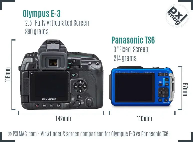 Olympus E-3 vs Panasonic TS6 Screen and Viewfinder comparison