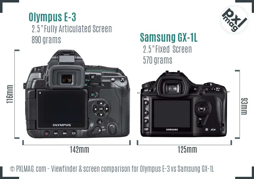 Olympus E-3 vs Samsung GX-1L Screen and Viewfinder comparison