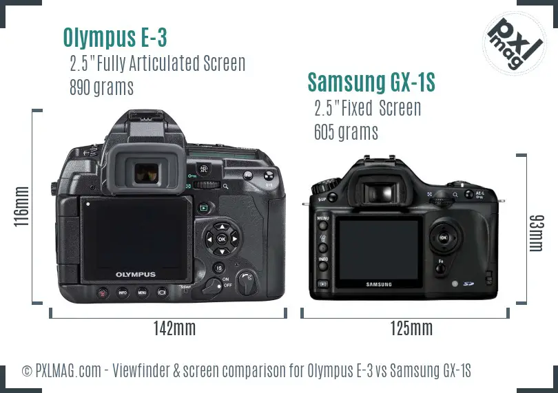 Olympus E-3 vs Samsung GX-1S Screen and Viewfinder comparison