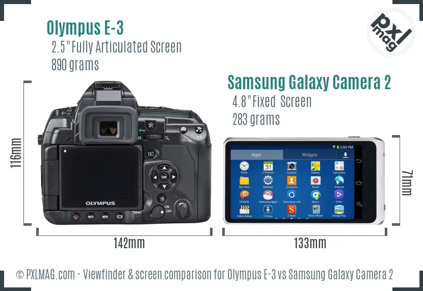 Olympus E-3 vs Samsung Galaxy Camera 2 Screen and Viewfinder comparison