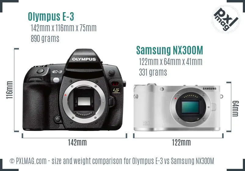 Olympus E-3 vs Samsung NX300M size comparison Olympus E-3 vs Samsung NX300M size comparison