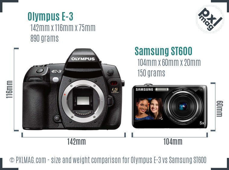 Olympus E-3 vs Samsung ST600 size comparison Olympus E-3 vs Samsung ST600 size comparison