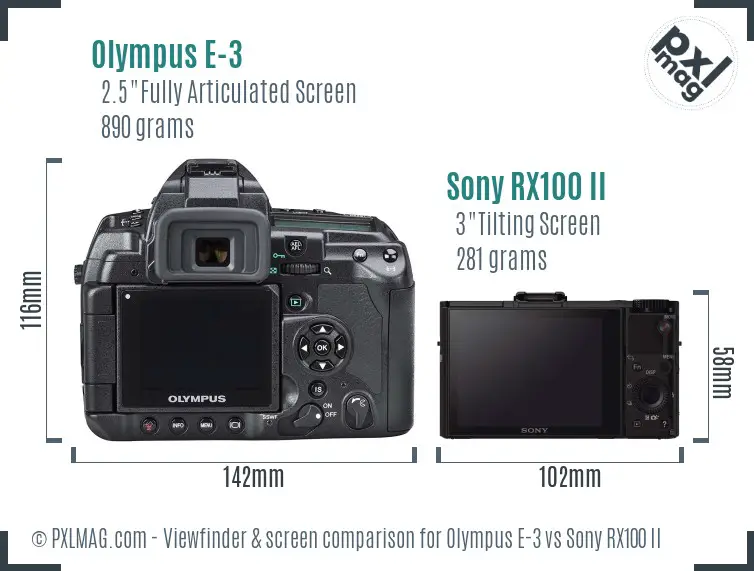Olympus E-3 vs Sony RX100 II Screen and Viewfinder comparison