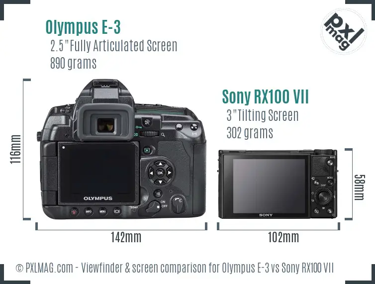Olympus E-3 vs Sony RX100 VII Screen and Viewfinder comparison Olympus E-3 vs Sony RX100 VII Screen and Viewfinder comparison
