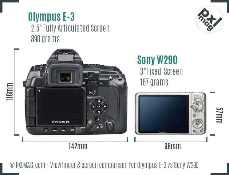 Olympus E-3 vs Sony W290 Screen and Viewfinder comparison Olympus E-3 vs Sony W290 Screen and Viewfinder comparison