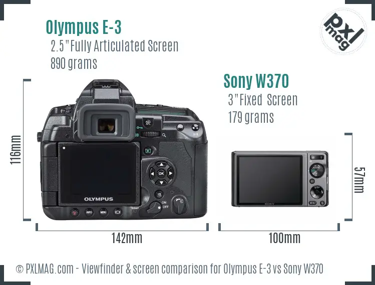 Olympus E-3 vs Sony W370 Screen and Viewfinder comparison Olympus E-3 vs Sony W370 Screen and Viewfinder comparison