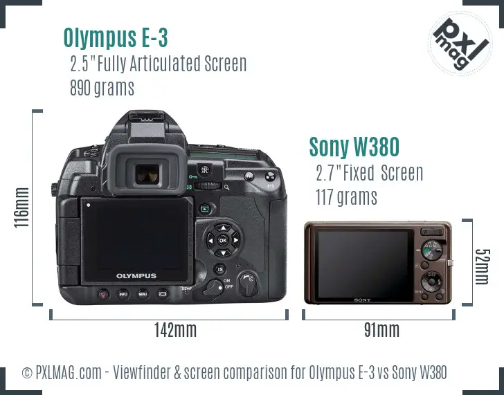 Olympus E-3 vs Sony W380 Screen and Viewfinder comparison Olympus E-3 vs Sony W380 Screen and Viewfinder comparison