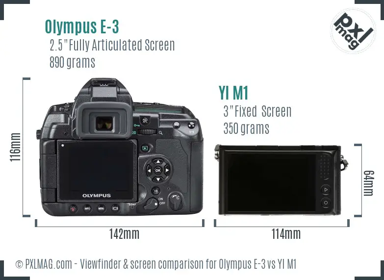 Olympus E-3 vs YI M1 Screen and Viewfinder comparison