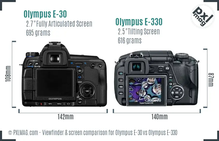 Olympus E-30 vs Olympus E-330 Screen and Viewfinder comparison