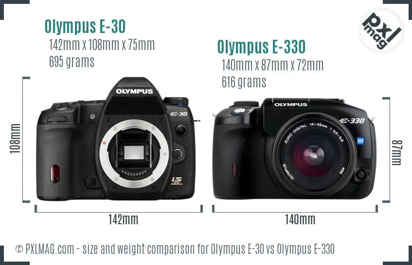 Olympus E-30 vs Olympus E-330 size comparison