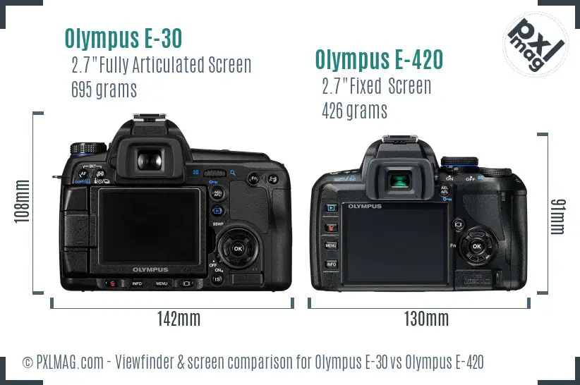 Olympus E-30 vs Olympus E-420 Screen and Viewfinder comparison
