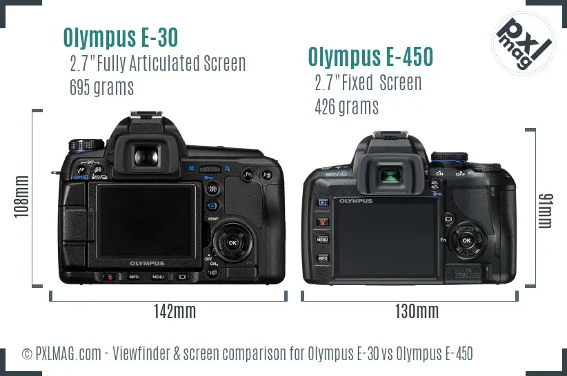 Olympus E-30 vs Olympus E-450 Screen and Viewfinder comparison