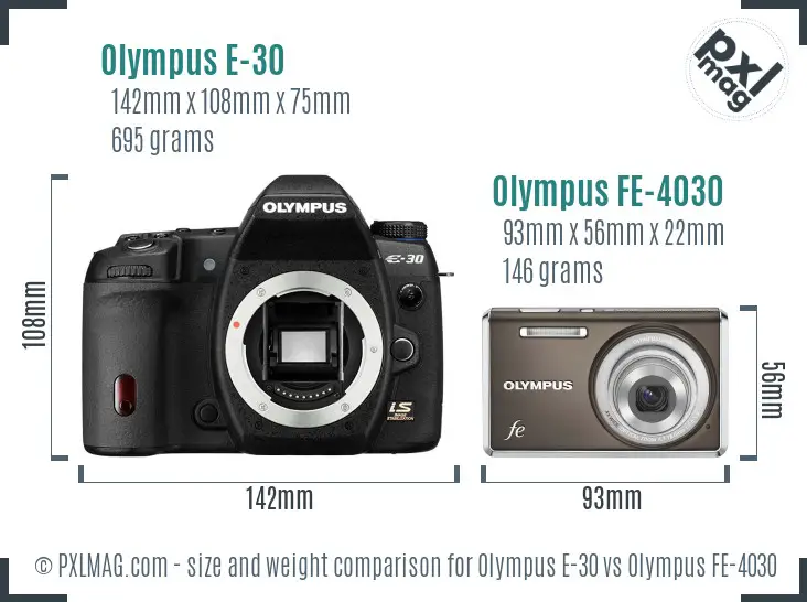 Olympus E-30 vs Olympus FE-4030 size comparison